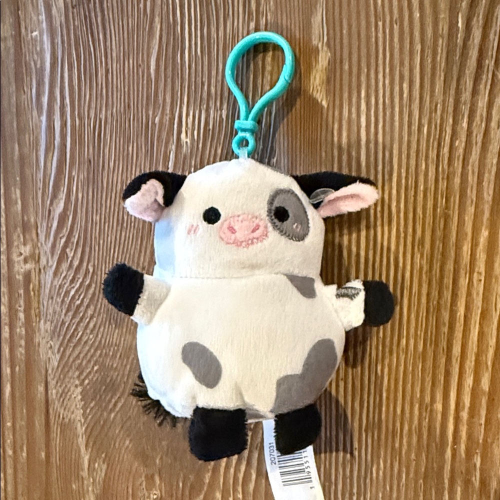 Adorable Dan Dee mystery Edd highland Cow Plush backpack Bag Charm Black/White